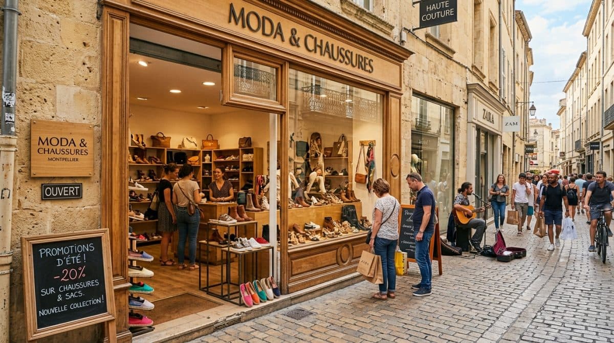 Illustration générée : Fonds de commerce chaussures - Forte visibilité- Emplacement Premium
