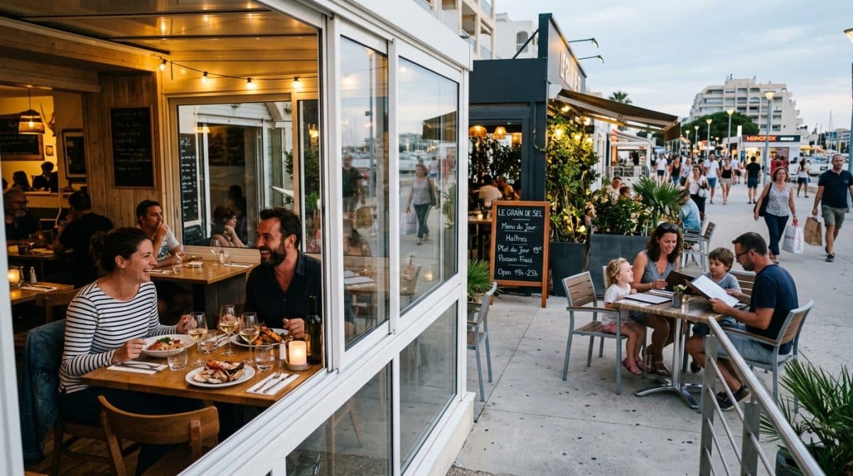 Illustration générée : À vendre murs et fonds de commerce restaurant à la grande motte