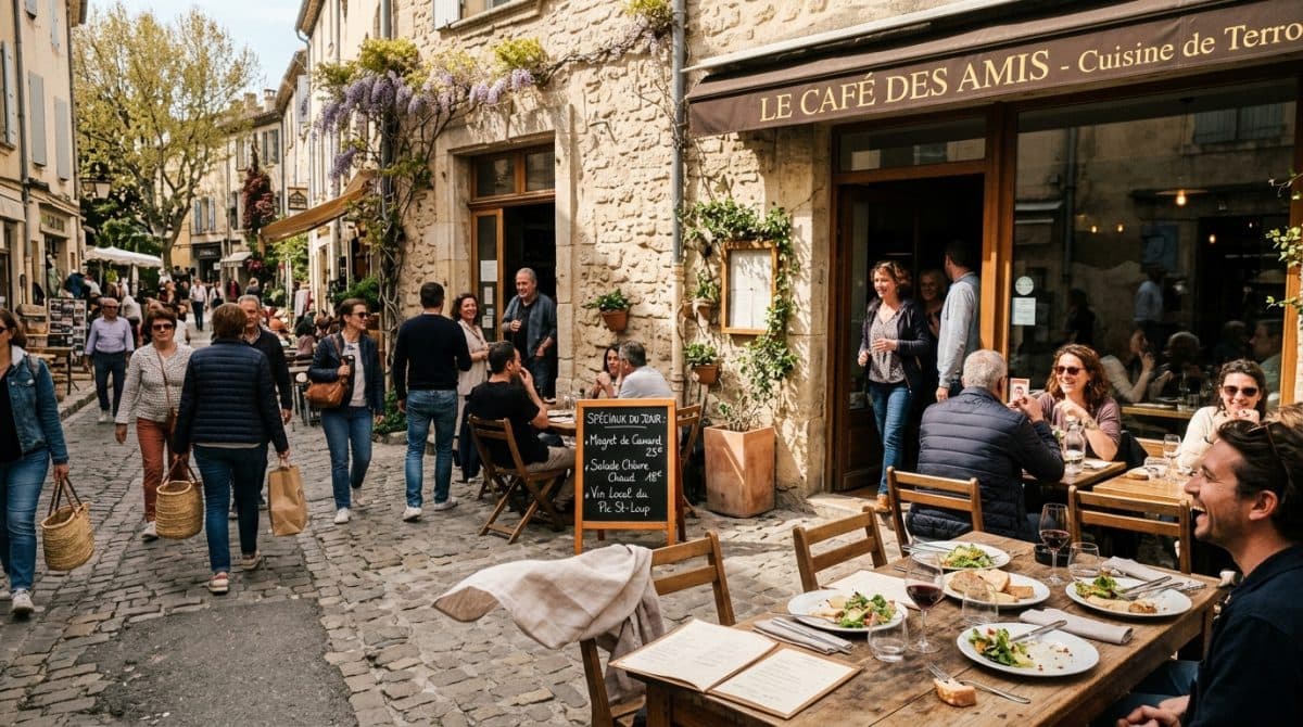 Illustration générée : Murs et fonds d'un tres beau restaurant à montpellier