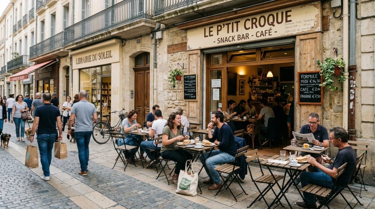 Illustration générée : Snack sandwicherie quartier commercant loyer attractif
