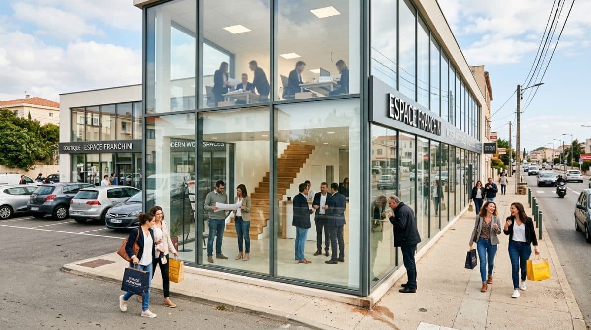 Illustration générée : A vendre droit au bail locaux commerciaux entrepots rocade