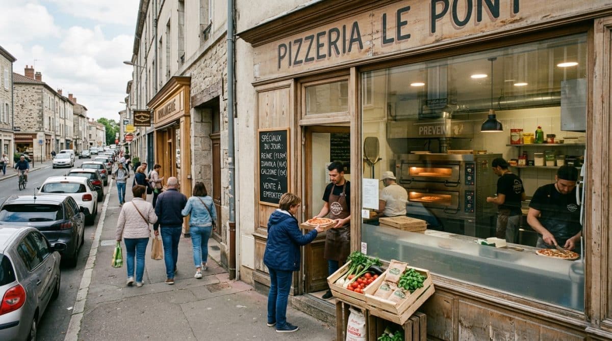 Illustration générée : A vendre pizzeria a emporter 15 min clermont-ferrand