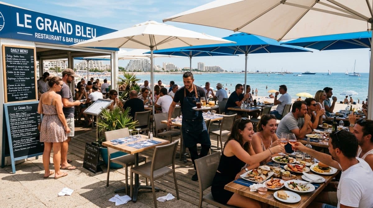 Illustration générée : Bar brasserie licence 4 la grande motte vue mer