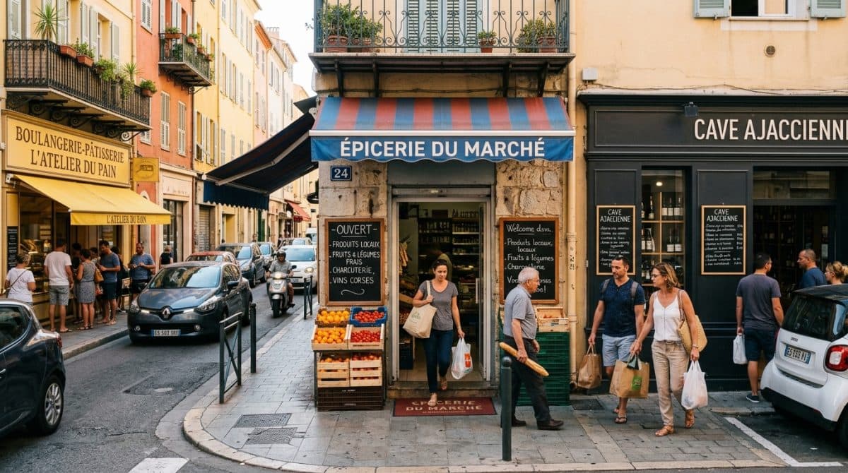 Illustration générée : A la vente superette alimentaire ajaccio