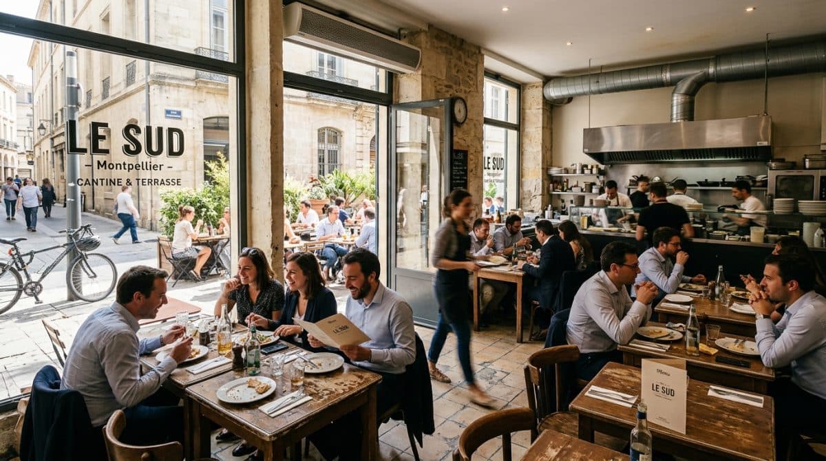 Illustration générée : Très belle affaire de restauration rapide du midi