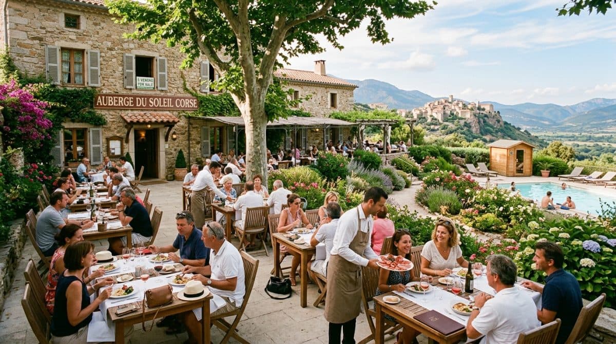 Illustration générée : Vente murs et fonds hotel gite restaurant centre Corse