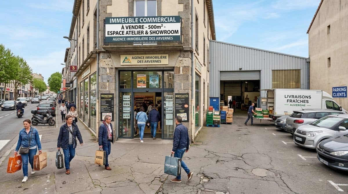 Illustration générée : Murs commerciaux occupe de 500m² a cournon