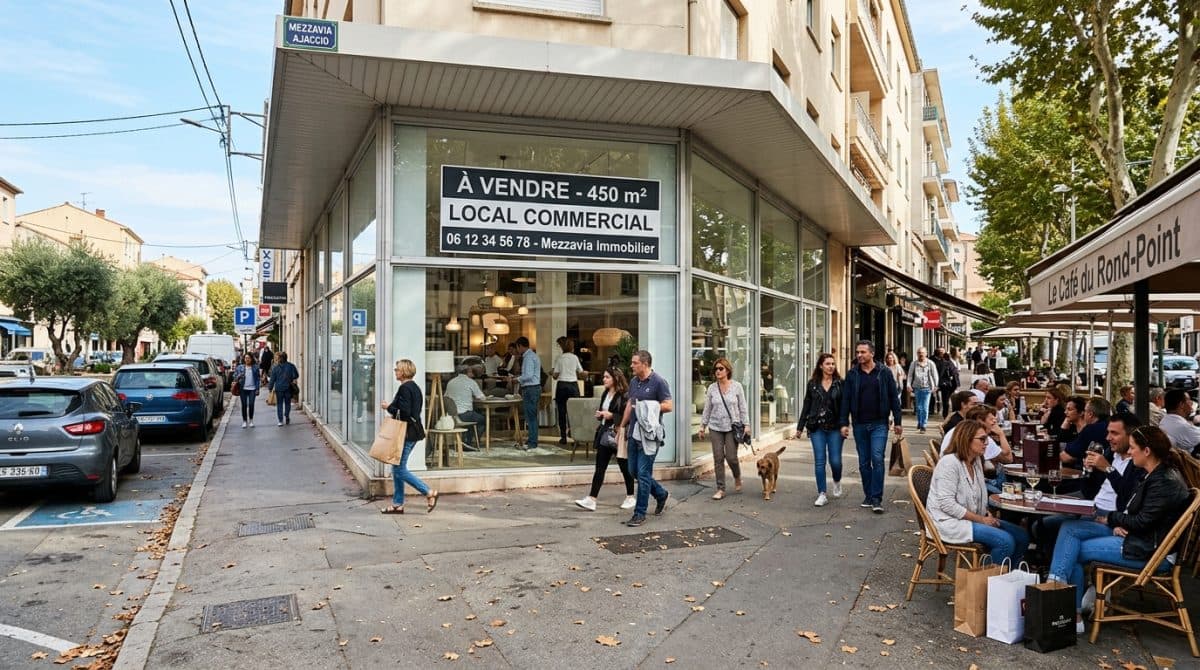 Illustration générée : MURS COMMERCIAUX 450 m² – AJACCIO SUARTELLO – OPPORTUNITÉ RARE