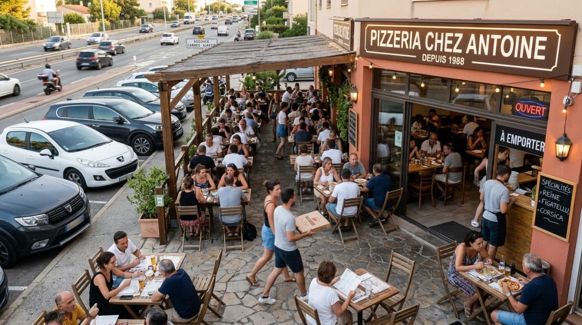 Illustration générée : A vendre pizzeria secteur cannes rocade