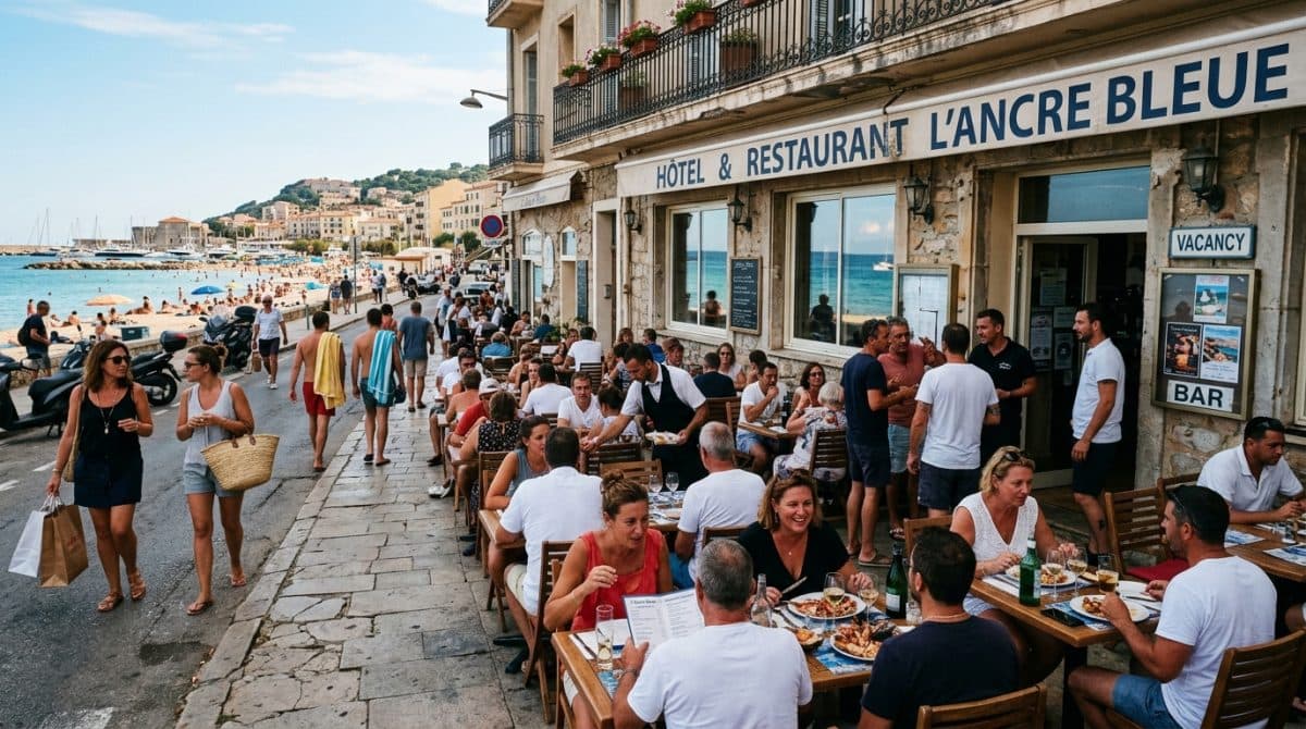 Illustration générée : Murs et fonds hotel restaurant bord de mer