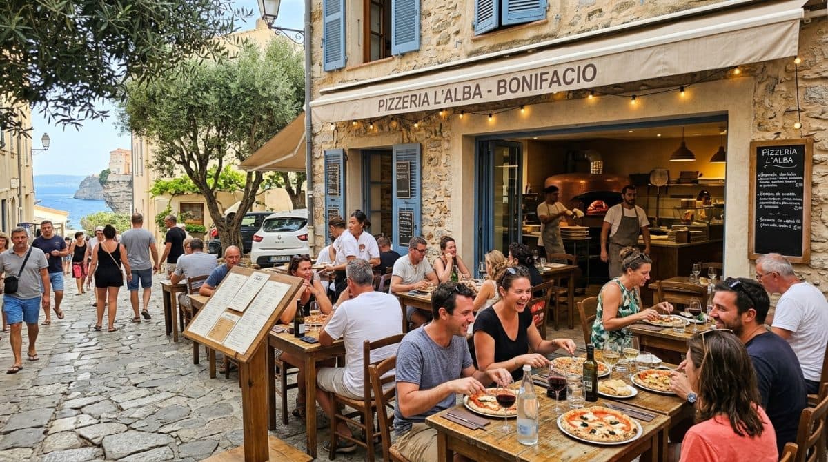 Illustration générée : A vendre murs et fonds restaurant pizzeria environ bonifacio