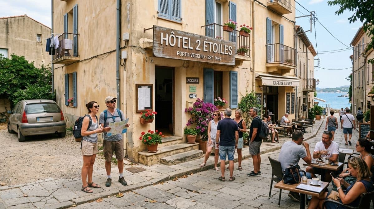 Illustration générée : A vendre hotel 2 etoiles porto vecchio