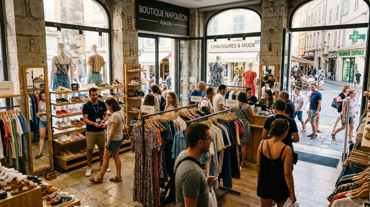 Illustration générée : Commerce de pret a porter/chaussure ajaccio