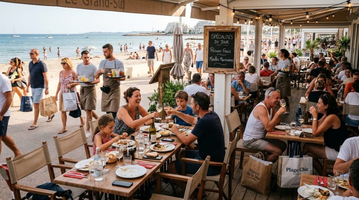 Illustration générée : Restaurant face mer licence IV terrasse proche montpellier