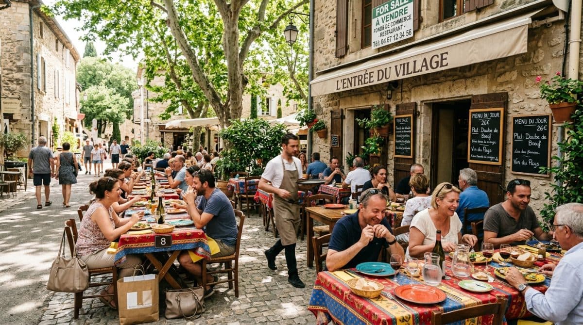 Illustration générée : A vendre restaurant de charme , licence 3 de village aux portes de Montpellier