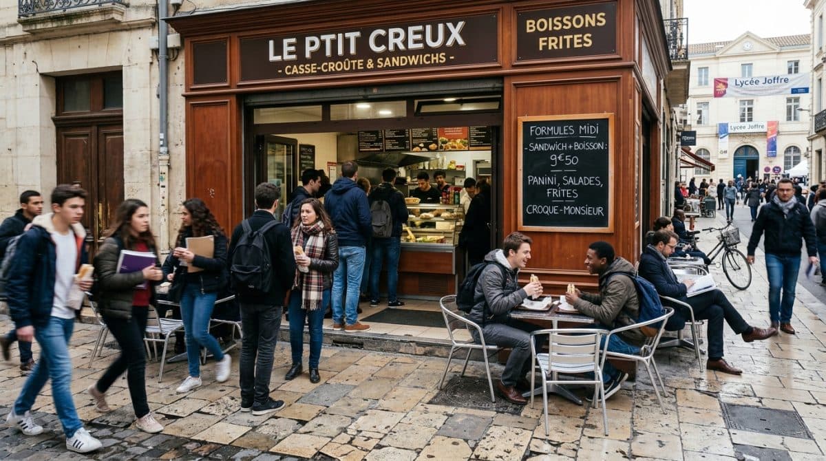 Illustration générée : Fonds de Commerce à Vendre - Snack/Sandwicherie en Plein Centre de Montpellier