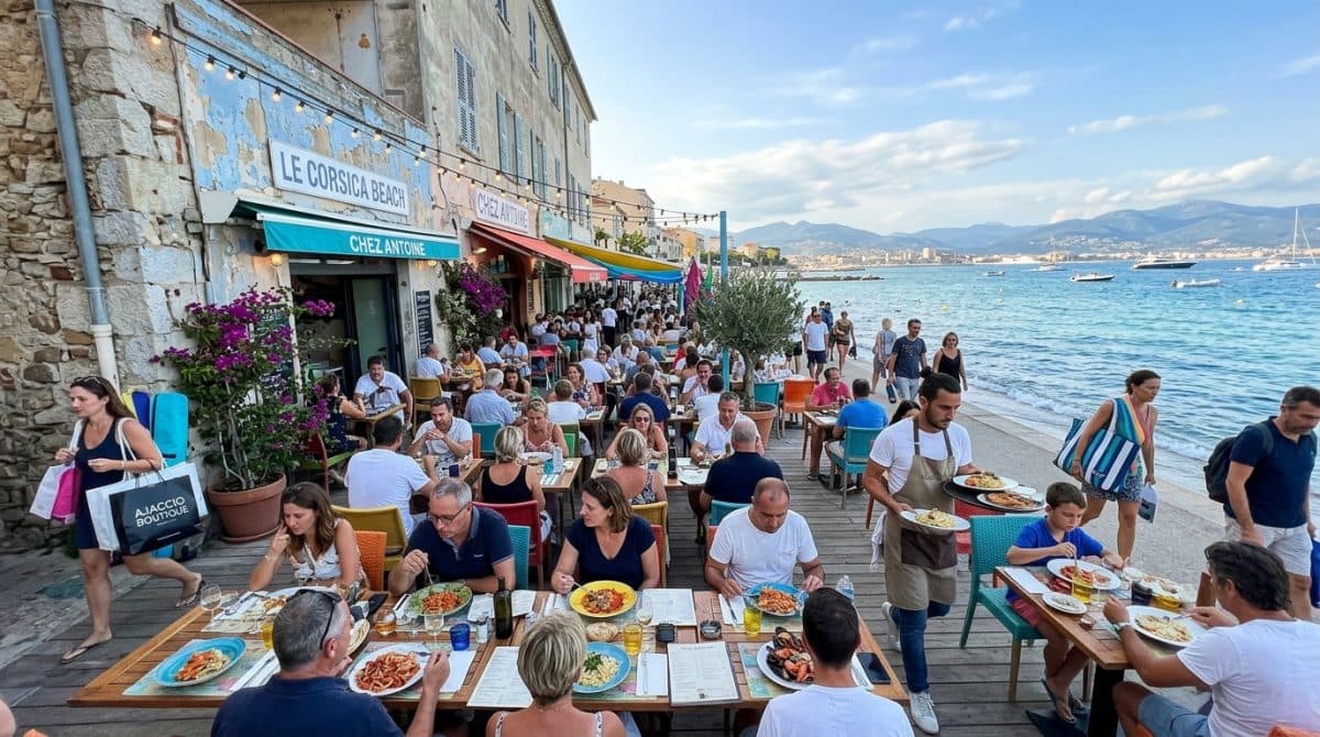 Illustration générée : Murs et fonds de restaurant pieds dans l'eau