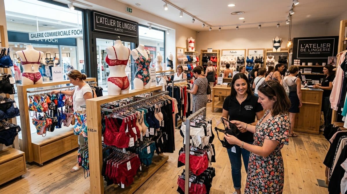 Illustration générée : Cede fonds commerce lingerie maiilots ajaccio