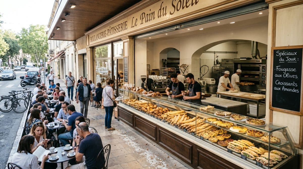 Illustration générée : 🥖Boulangerie Pâtisserie Snacking Zone Commerciale Proche Montpellier