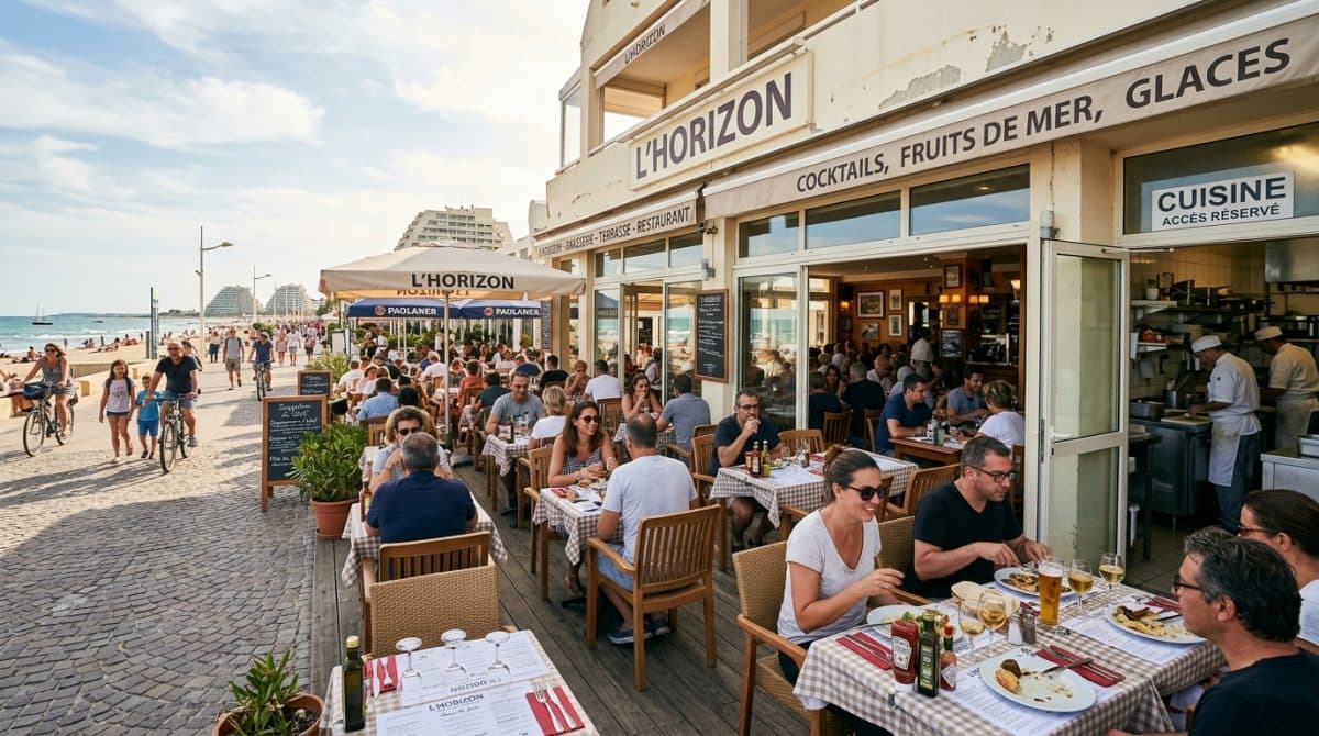 Illustration générée : Très belle brasserie sur littoral Montpelliérain