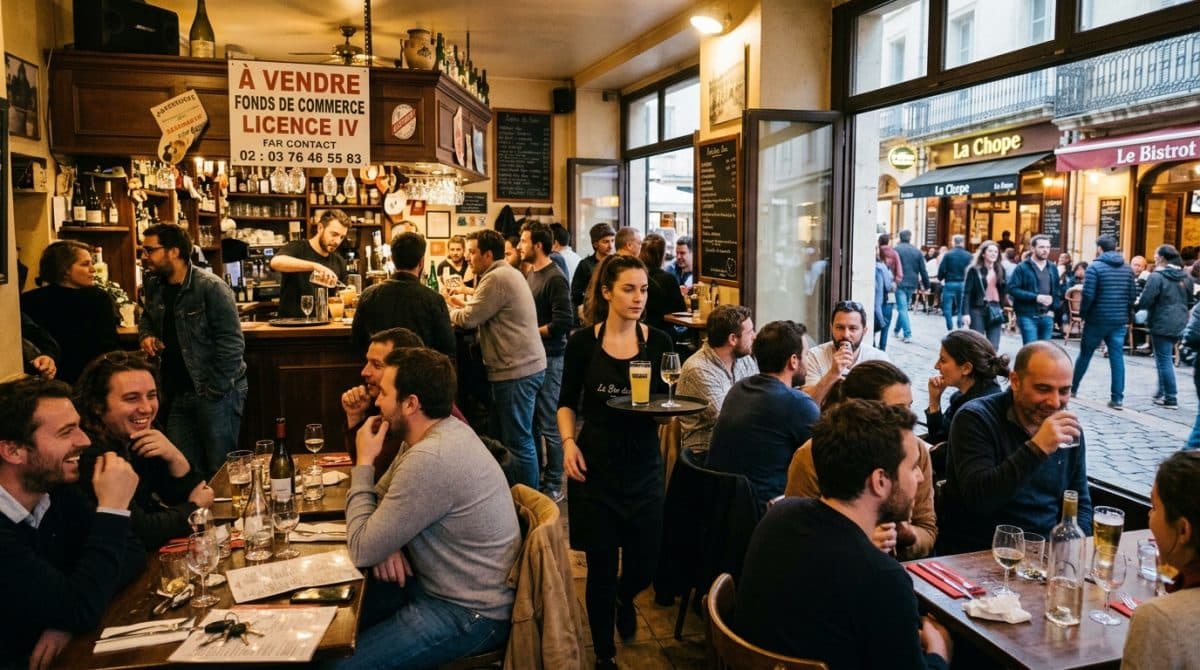 Illustration générée : Murs et fonds de commerce bar licence IV montpellier centre