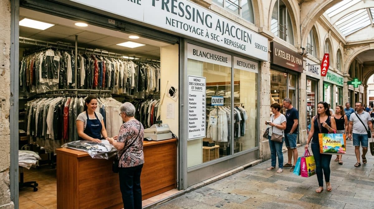 Illustration générée : A vendre fonds de commerce pressing galerie commerciale