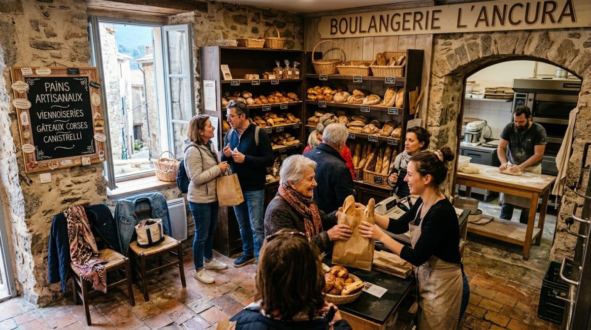 Illustration générée : A vendre fonds de commerce boulangerie village corse du sud