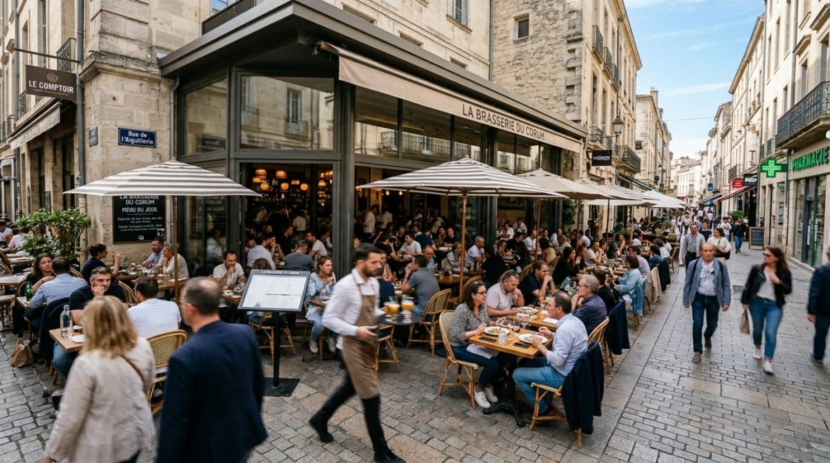 Illustration générée : Restaurant rentable quartier d'affaires montpellier fermé week-end