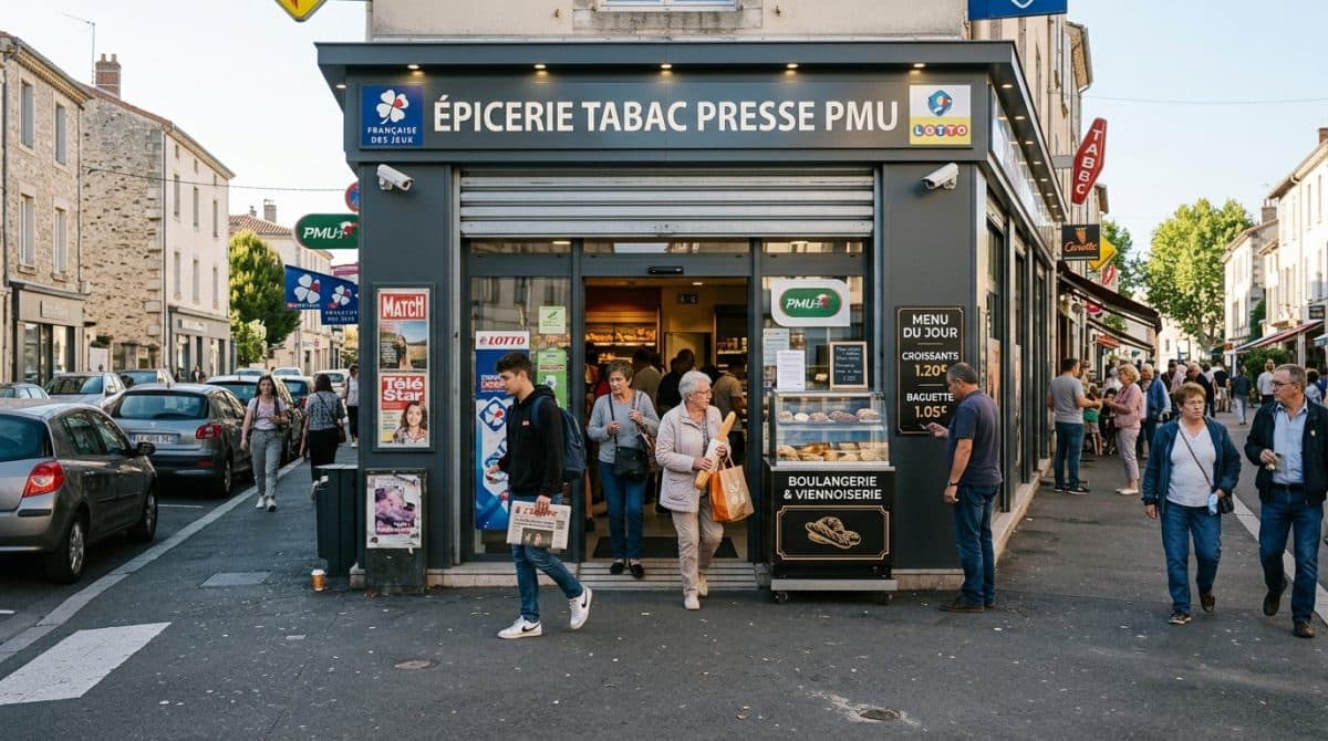 Illustration générée : Multi services epicerie tabac presse PMU a 10 minutes de pont-du-chateau