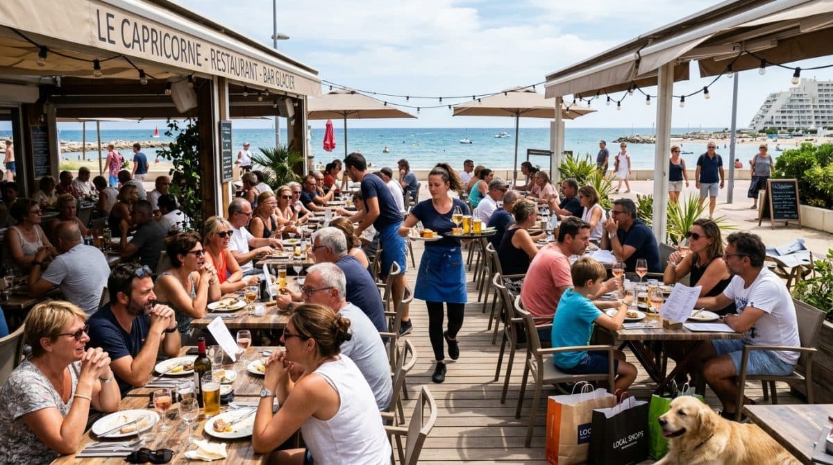 Illustration générée : Bar restaurant vue mer