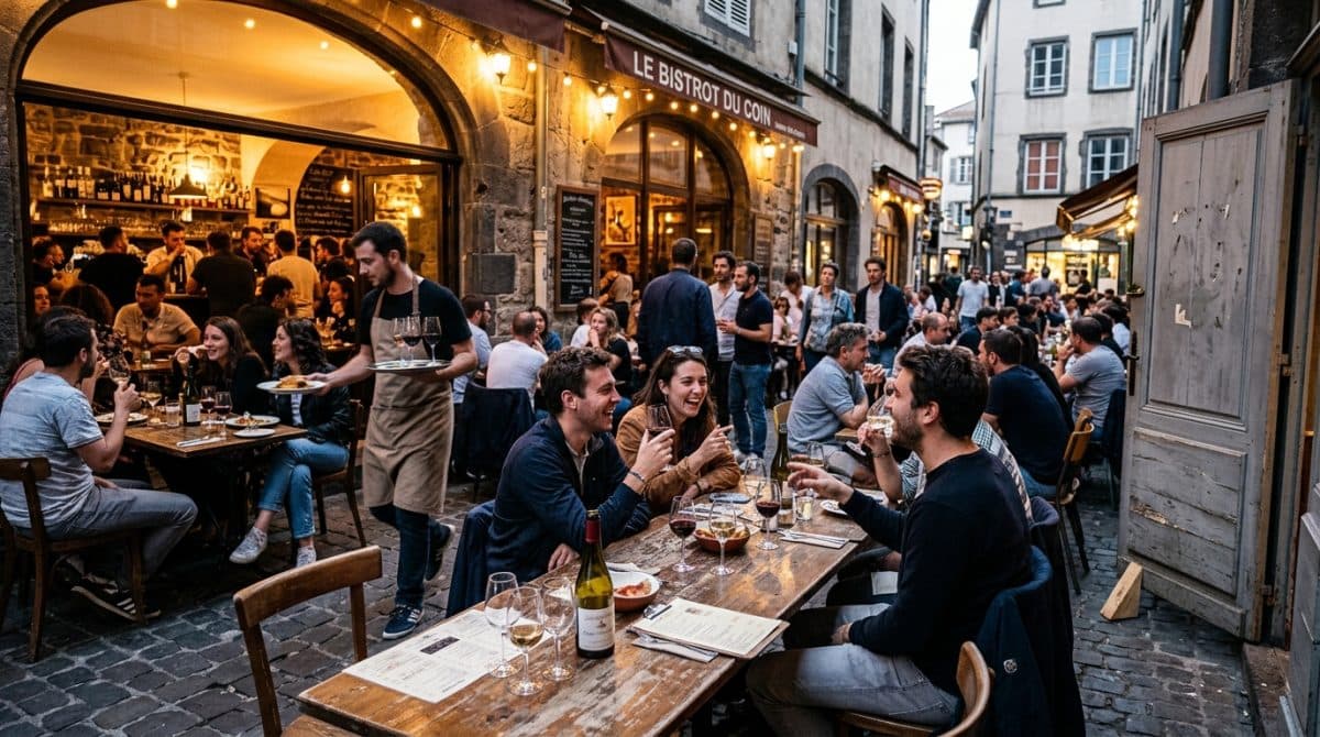 Illustration générée : Magnifique Cave à Vin Bar Restaurant dans l'hyper centre de Clermont-Ferrand