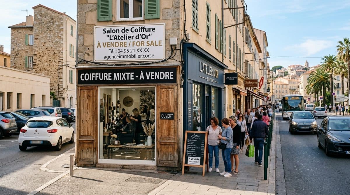Illustration générée : A vendre salon de coiffure ajaccio entree de ville