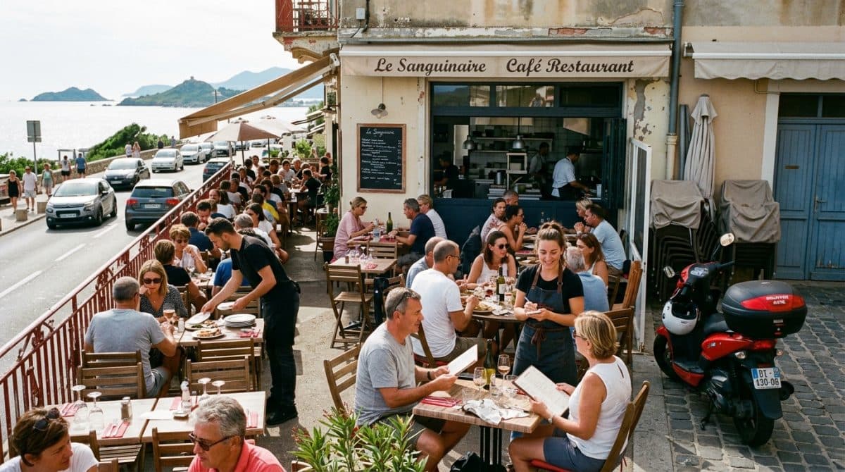 Illustration générée : Cafe restaurant route des sanguinaires
