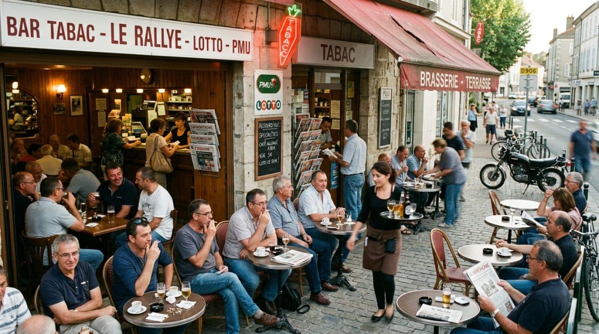 Illustration générée : Bar tabac presse FDJ loto PMU a proximite de vichy