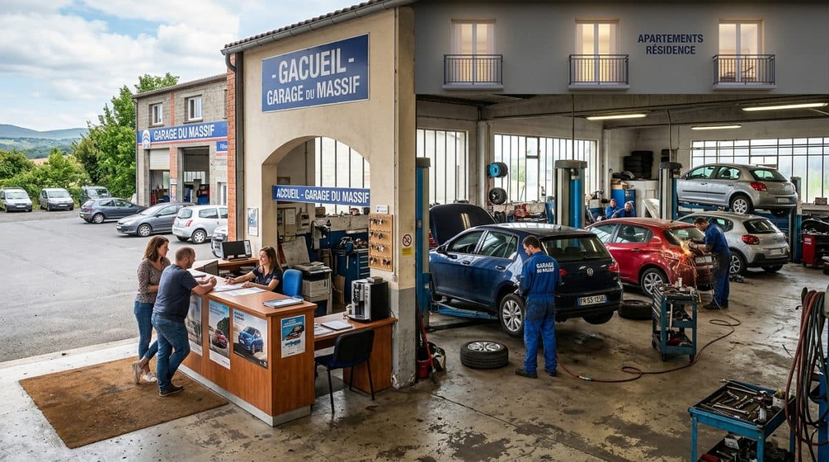 Illustration générée : A vendre garage sous enseigne 45 mn de Clermont-Ferrand