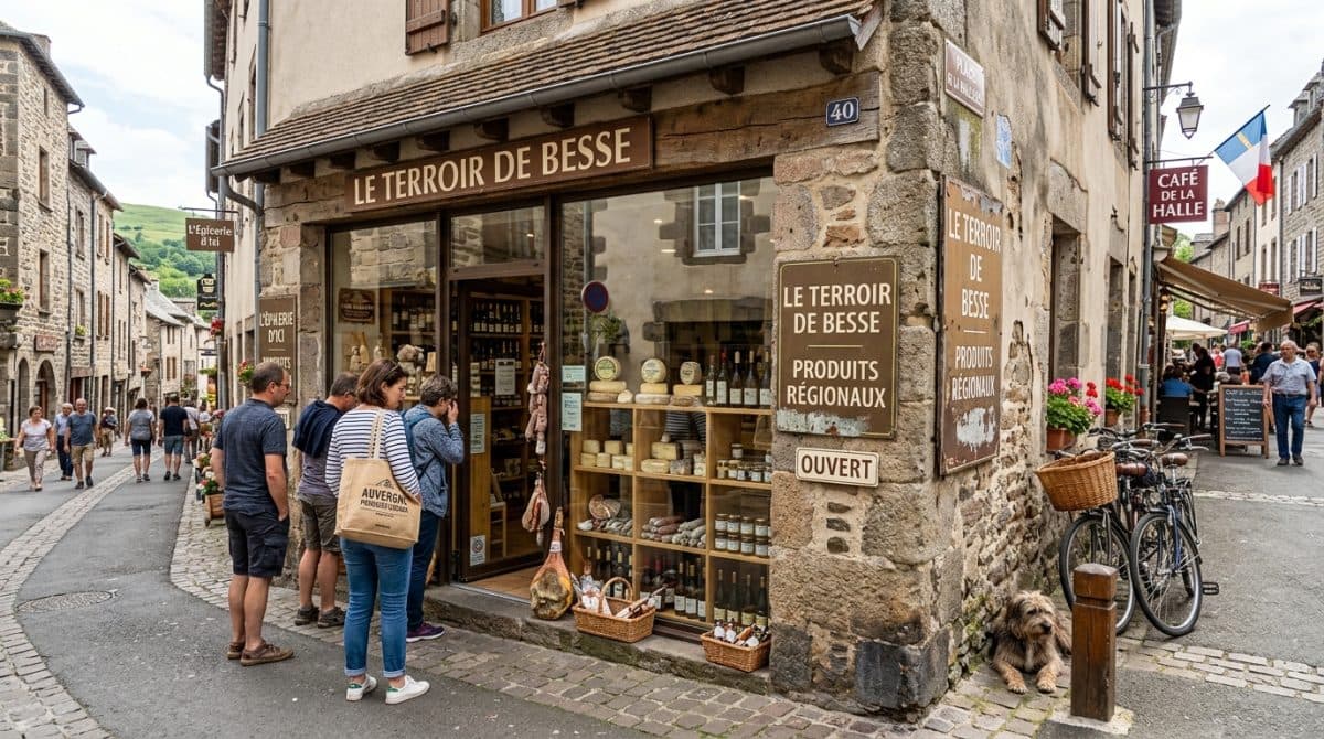 Illustration générée : Commerce de produits d'Auvergne