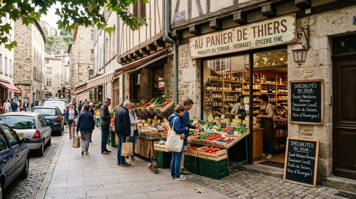 Illustration générée : Primeur fromager epicerie fine a vendre proche thiers