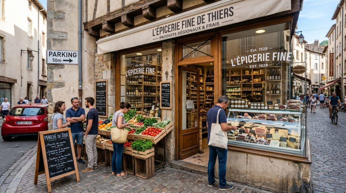 Illustration générée : Primeur fromager epicerie fine a vendre proche thiers