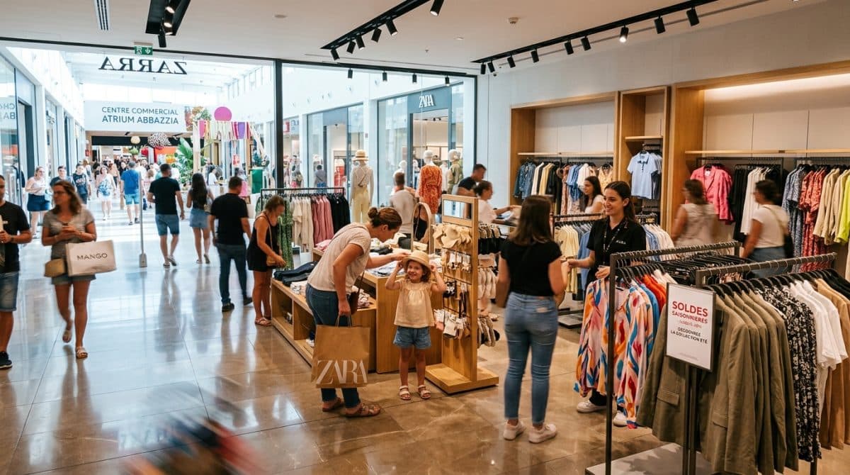 Illustration générée : Vente boutique pret a porter centre commercial