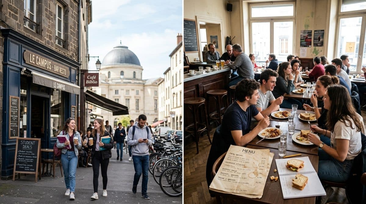 Illustration générée : Bar-restaurant situé au cœur des universités