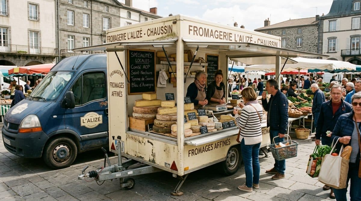 Illustration générée : VENTE FONDS DE COMMERCE de FROMAGERIE SUR MARCHES