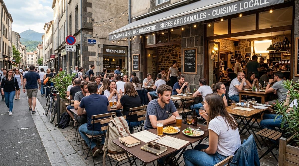 Illustration générée : Murs Bar Brasserie dans un quartier étudiant de Clermont-Ferrand