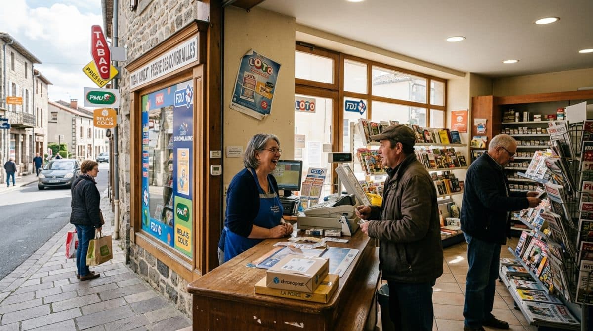 Illustration générée : A vendre tabac presse PMU FDJ relais colis secteur des combrailles
