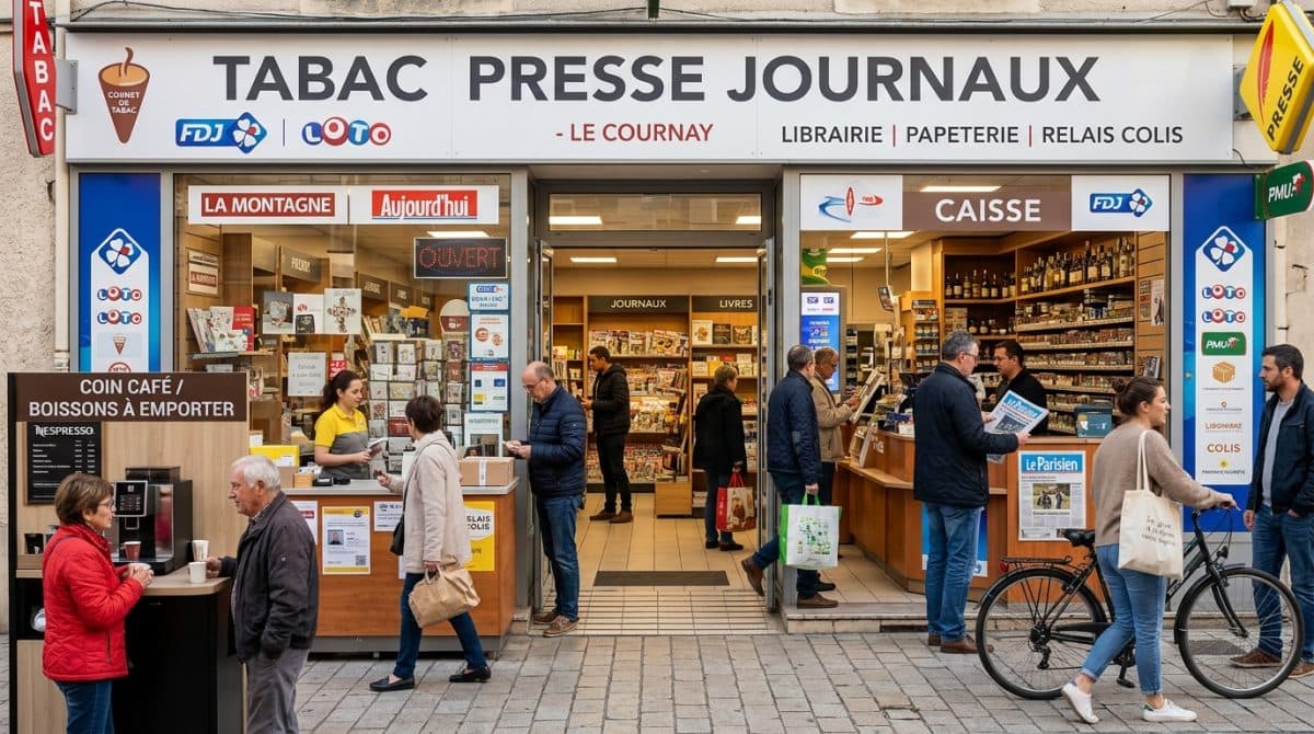 Illustration générée : Tabac presse FDJ PMU cadeaux a vendre a 10 minutes de clermont