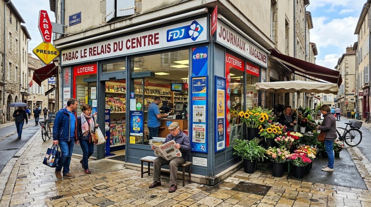 Illustration générée : A vendre tabac presse FDJ cadeaux librairie papeterie