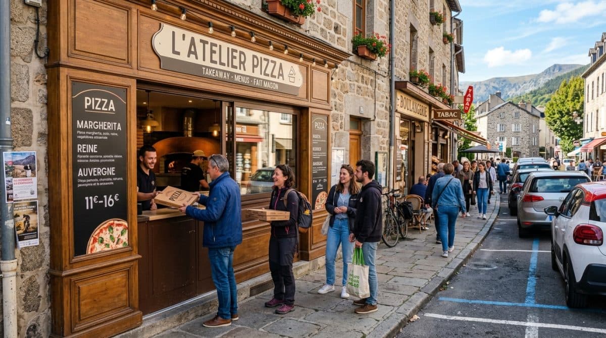 Illustration générée : Pizzeria a emporter a vendre proche de la bourboule