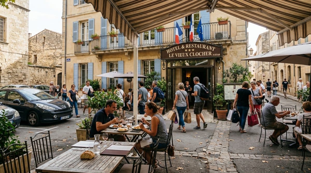 Illustration générée : Hôtel-restaurant 3 étoiles à céder — murs et fonds de commerce, 70 chambres, Sud de la France