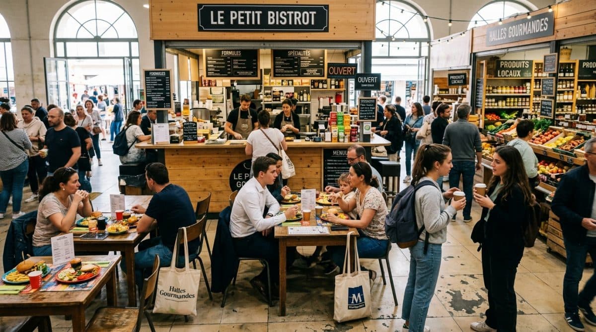 Illustration générée : A vendre restauration rapide Halles gourmandes Montpellier