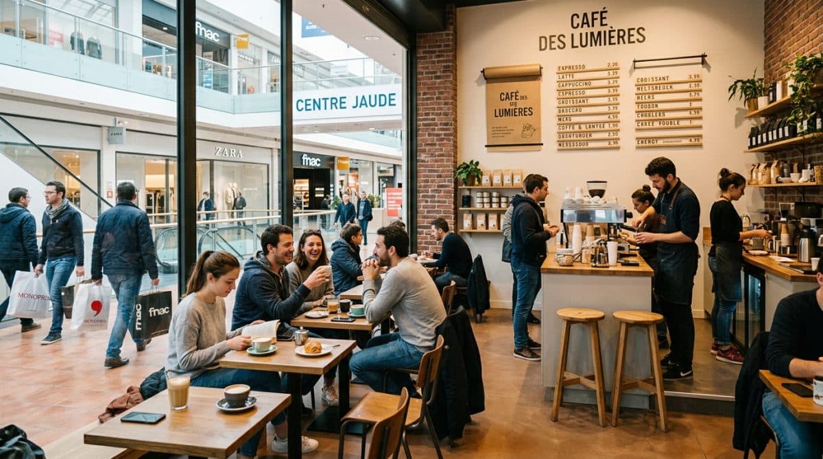 Illustration générée : A vendre fonds commerce coffee shop en galerie