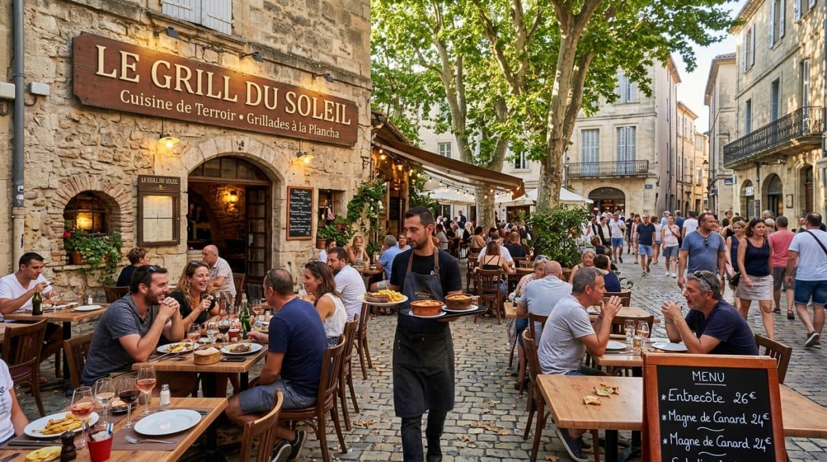 Illustration générée : Restaurant grillades montpellier centre historique grande terrasse